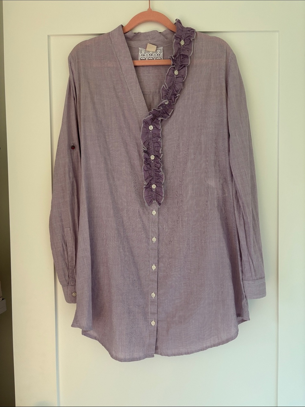 Hugo Boss Orange Lavender Ruffle-Trim Button Front Top